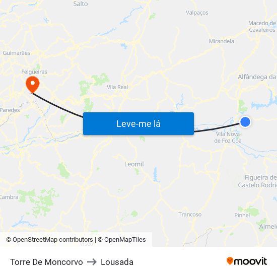 Torre De Moncorvo to Lousada map