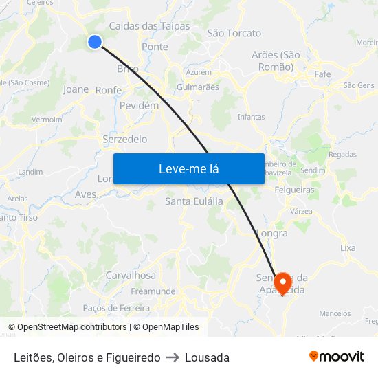 Leitões, Oleiros e Figueiredo to Lousada map