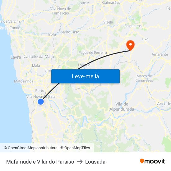 Mafamude e Vilar do Paraíso to Lousada map