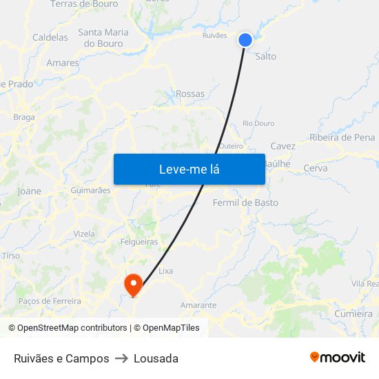 Ruivães e Campos to Lousada map