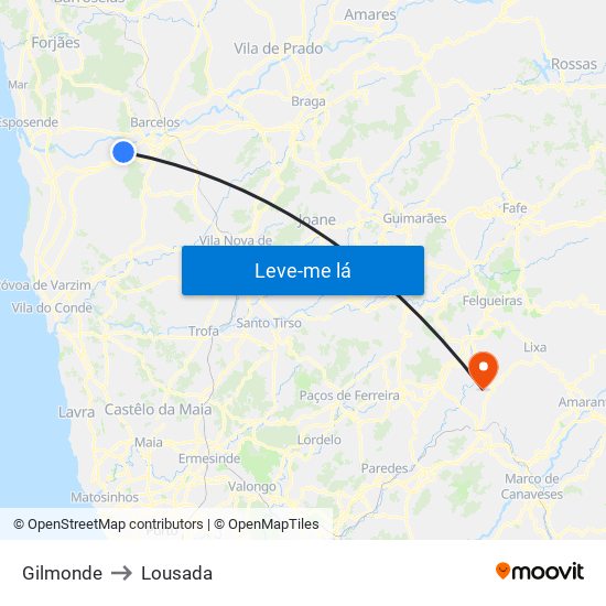Gilmonde to Lousada map