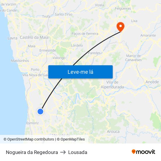 Nogueira da Regedoura to Lousada map