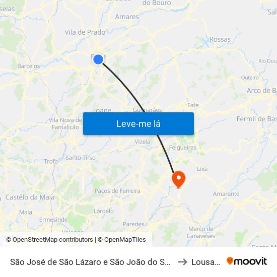 São José de São Lázaro e São João do Souto to Lousada map