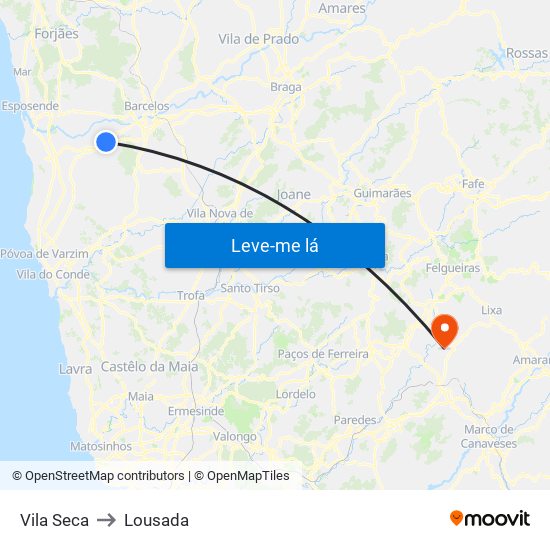 Vila Seca to Lousada map