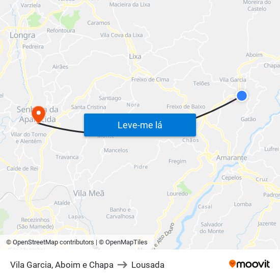 Vila Garcia, Aboim e Chapa to Lousada map