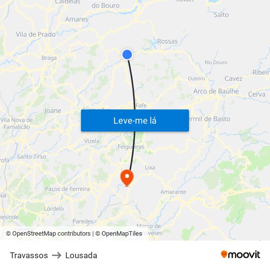 Travassos to Lousada map