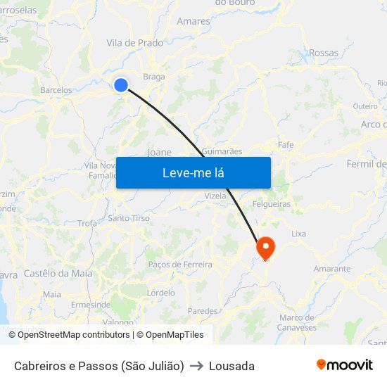 Cabreiros e Passos (São Julião) to Lousada map