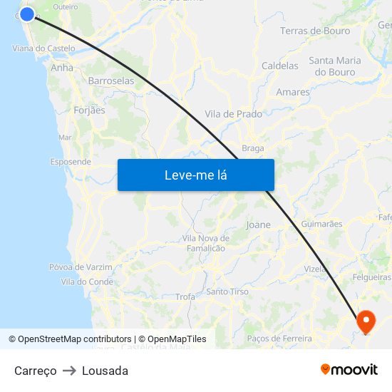 Carreço to Lousada map