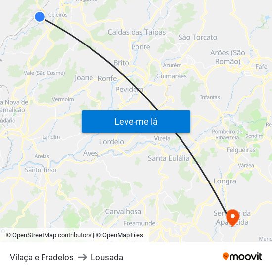 Vilaça e Fradelos to Lousada map