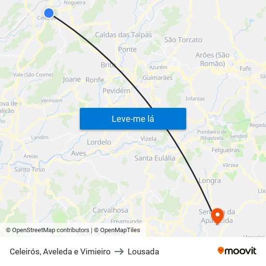 Celeirós, Aveleda e Vimieiro to Lousada map