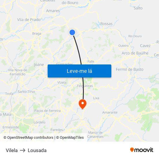 Vilela to Lousada map