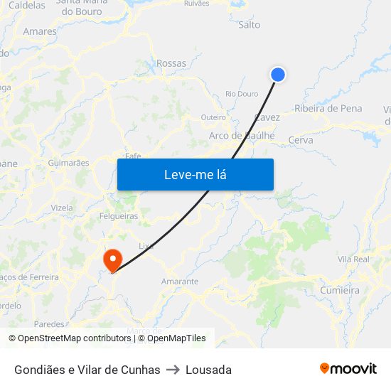 Gondiães e Vilar de Cunhas to Lousada map