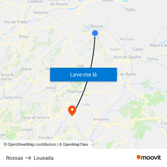 Rossas to Lousada map