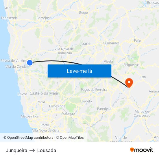 Junqueira to Lousada map