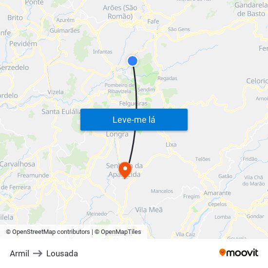 Armil to Lousada map
