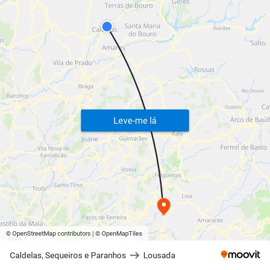 Caldelas, Sequeiros e Paranhos to Lousada map