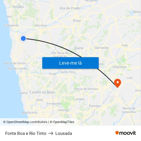 Fonte Boa e Rio Tinto to Lousada map