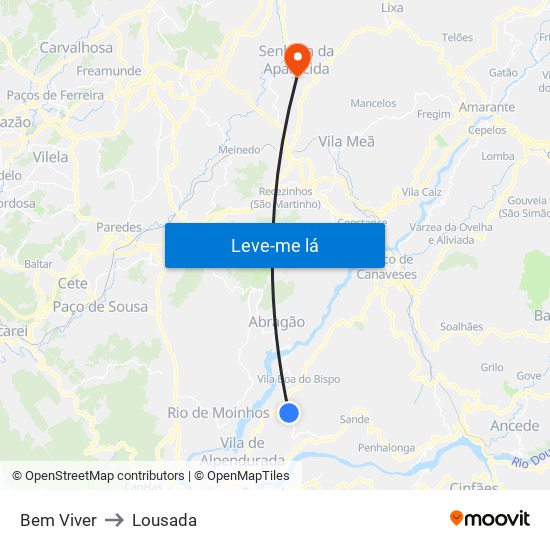 Bem Viver to Lousada map