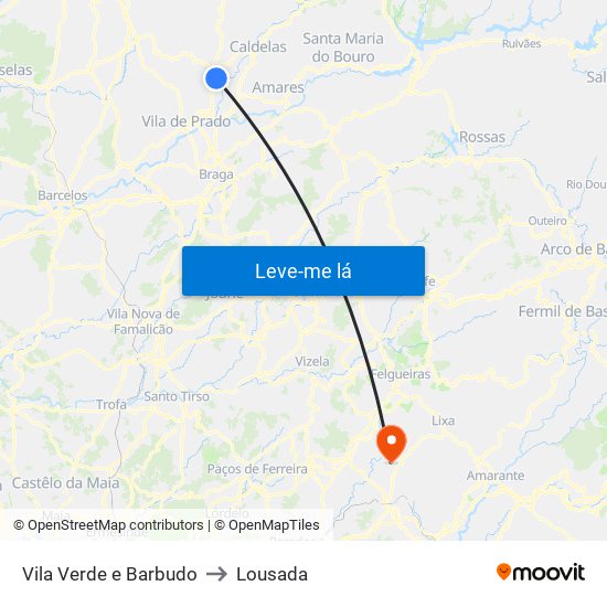 Vila Verde e Barbudo to Lousada map