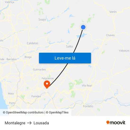 Montalegre to Lousada map