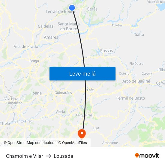 Chamoim e Vilar to Lousada map