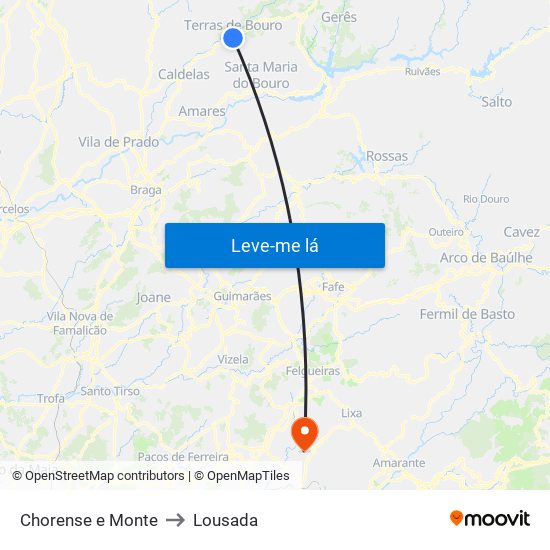 Chorense e Monte to Lousada map