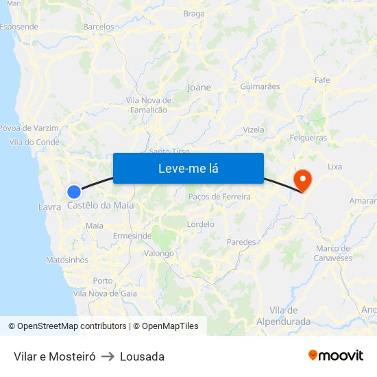 Vilar e Mosteiró to Lousada map