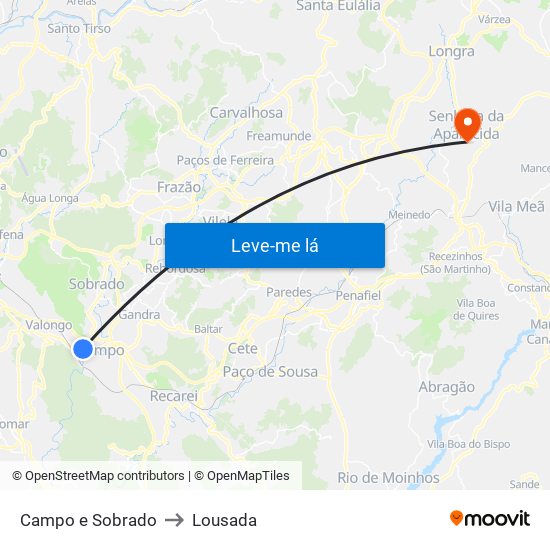 Campo e Sobrado to Lousada map