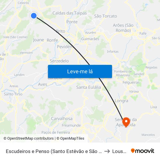 Escudeiros e Penso (Santo Estêvão e São Vicente) to Lousada map