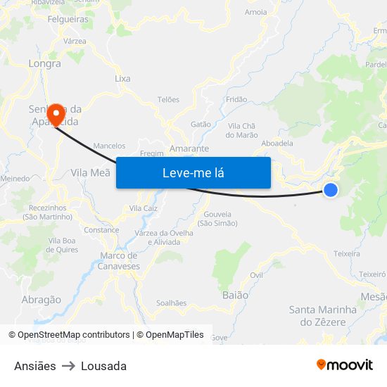 Ansiāes to Lousada map