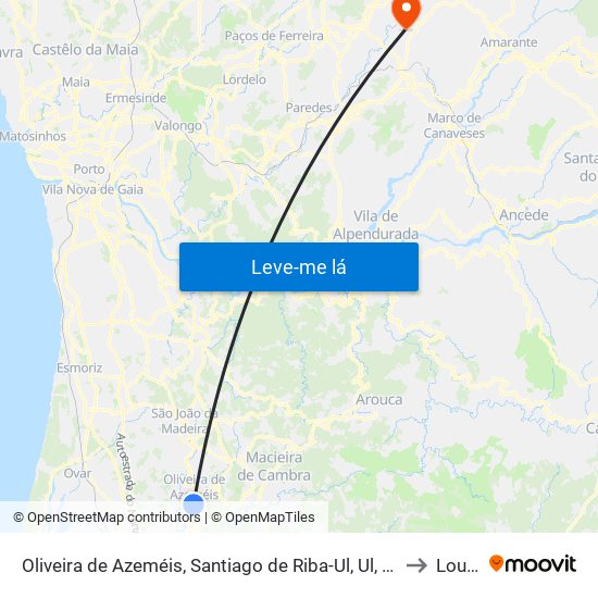 Oliveira de Azeméis, Santiago de Riba-Ul, Ul, Macinhata da Seixa e Madail to Lousada map