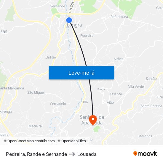 Pedreira, Rande e Sernande to Lousada map