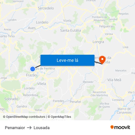 Penamaior to Lousada map