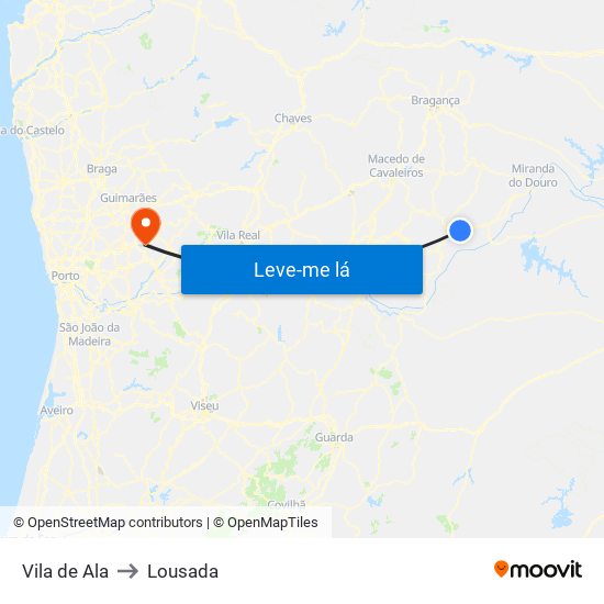 Vila de Ala to Lousada map