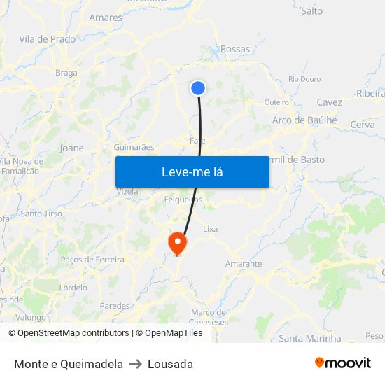 Monte e Queimadela to Lousada map