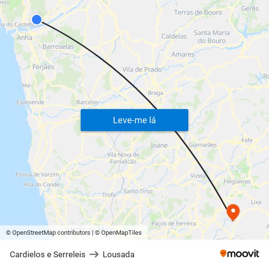 Cardielos e Serreleis to Lousada map