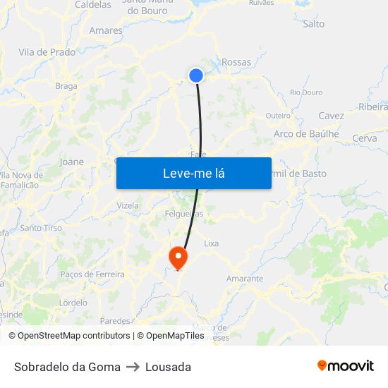 Sobradelo da Goma to Lousada map