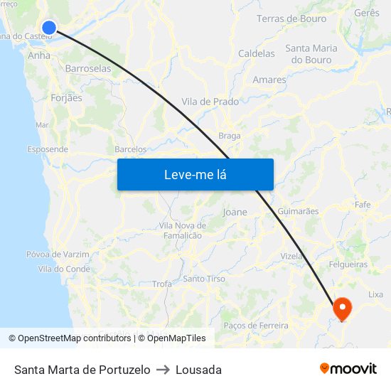 Santa Marta de Portuzelo to Lousada map