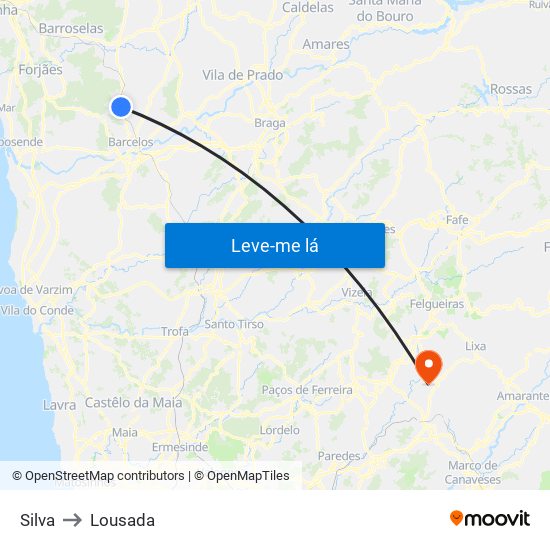 Silva to Lousada map