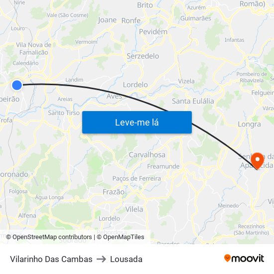 Vilarinho Das Cambas to Lousada map