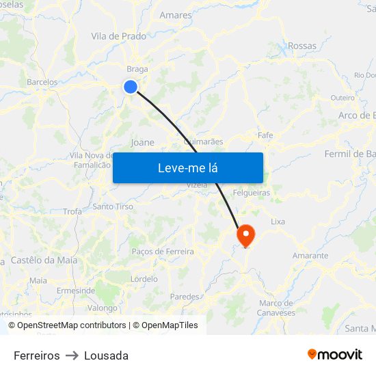 Ferreiros to Lousada map