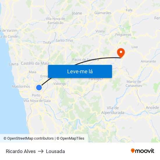 Ricardo Alves to Lousada map