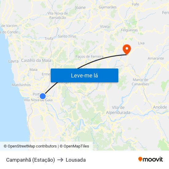 Campanhã (Estação) to Lousada map