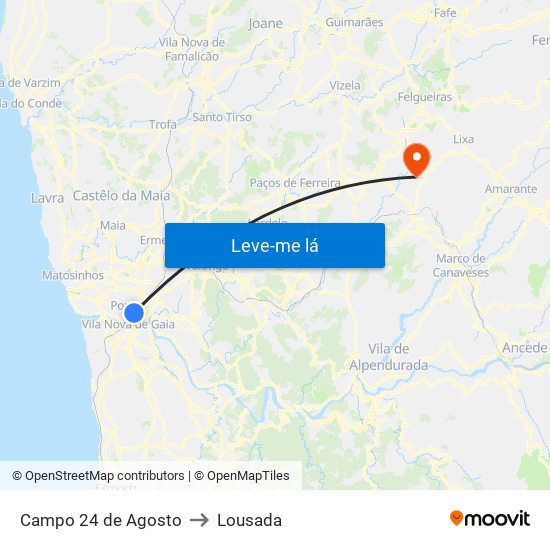 Campo 24 de Agosto to Lousada map