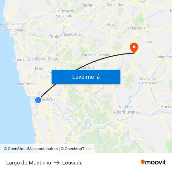 Largo do Montinho to Lousada map