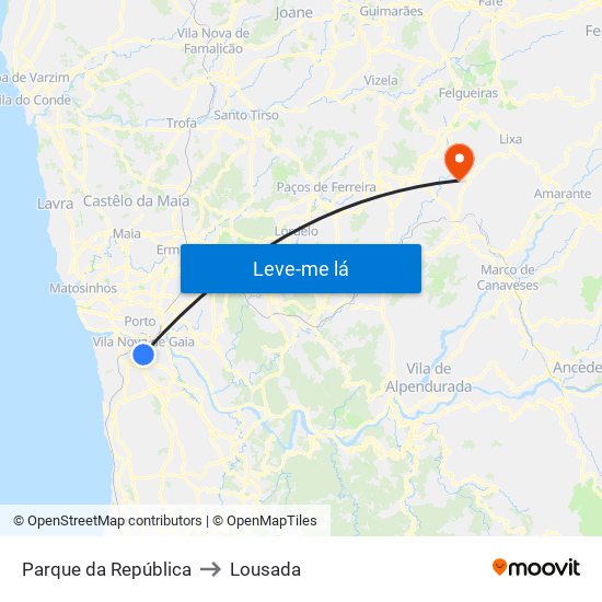 Parque da República to Lousada map