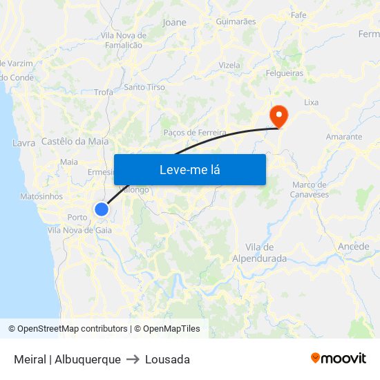 Meiral | Albuquerque to Lousada map