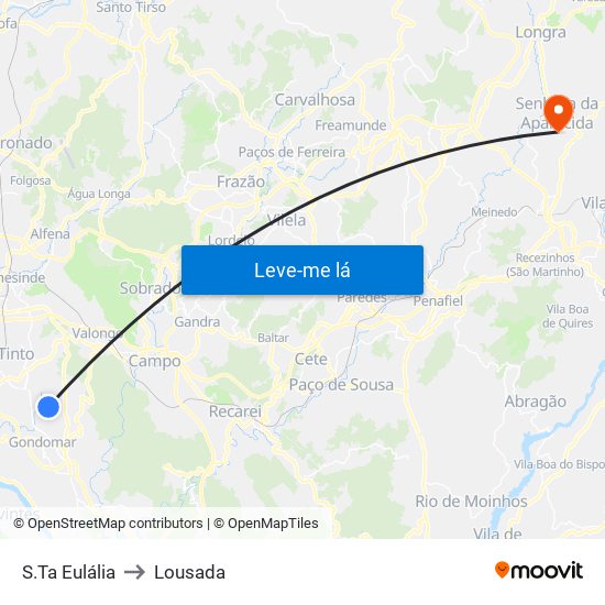 S.Ta Eulália to Lousada map