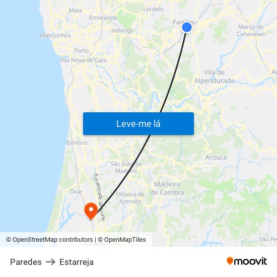 Paredes to Paredes map