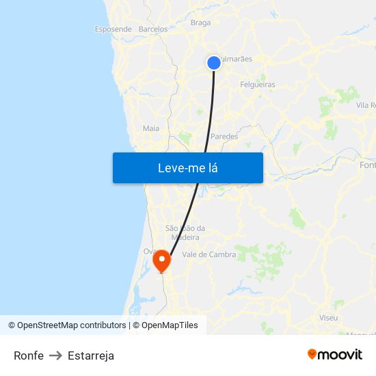 Ronfe to Estarreja map